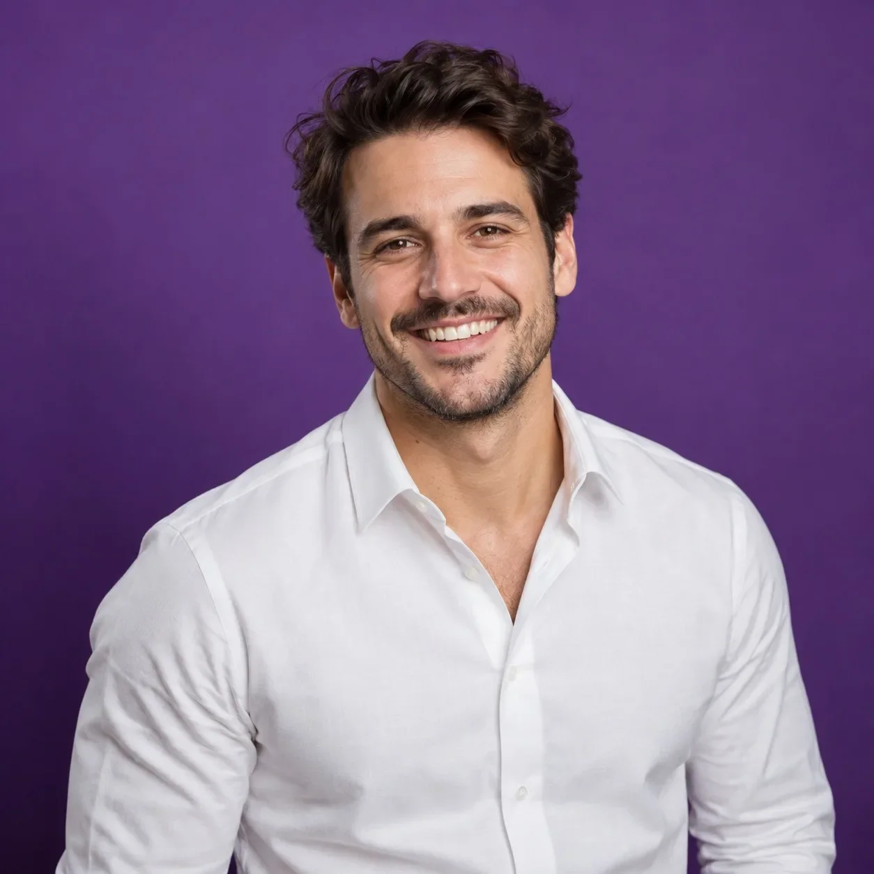 Illustrative adult model smiling, not a treatment result