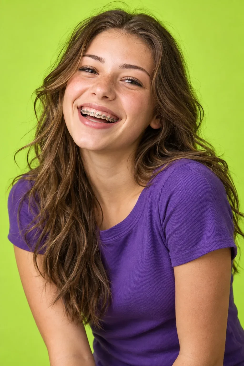 Illustrative teen model smiling with braces