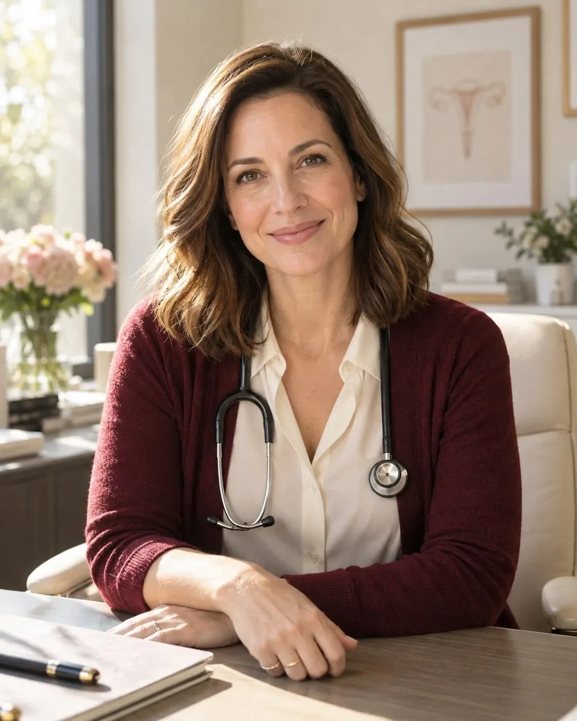 Illustrative fictional female physician, not actual practice staff