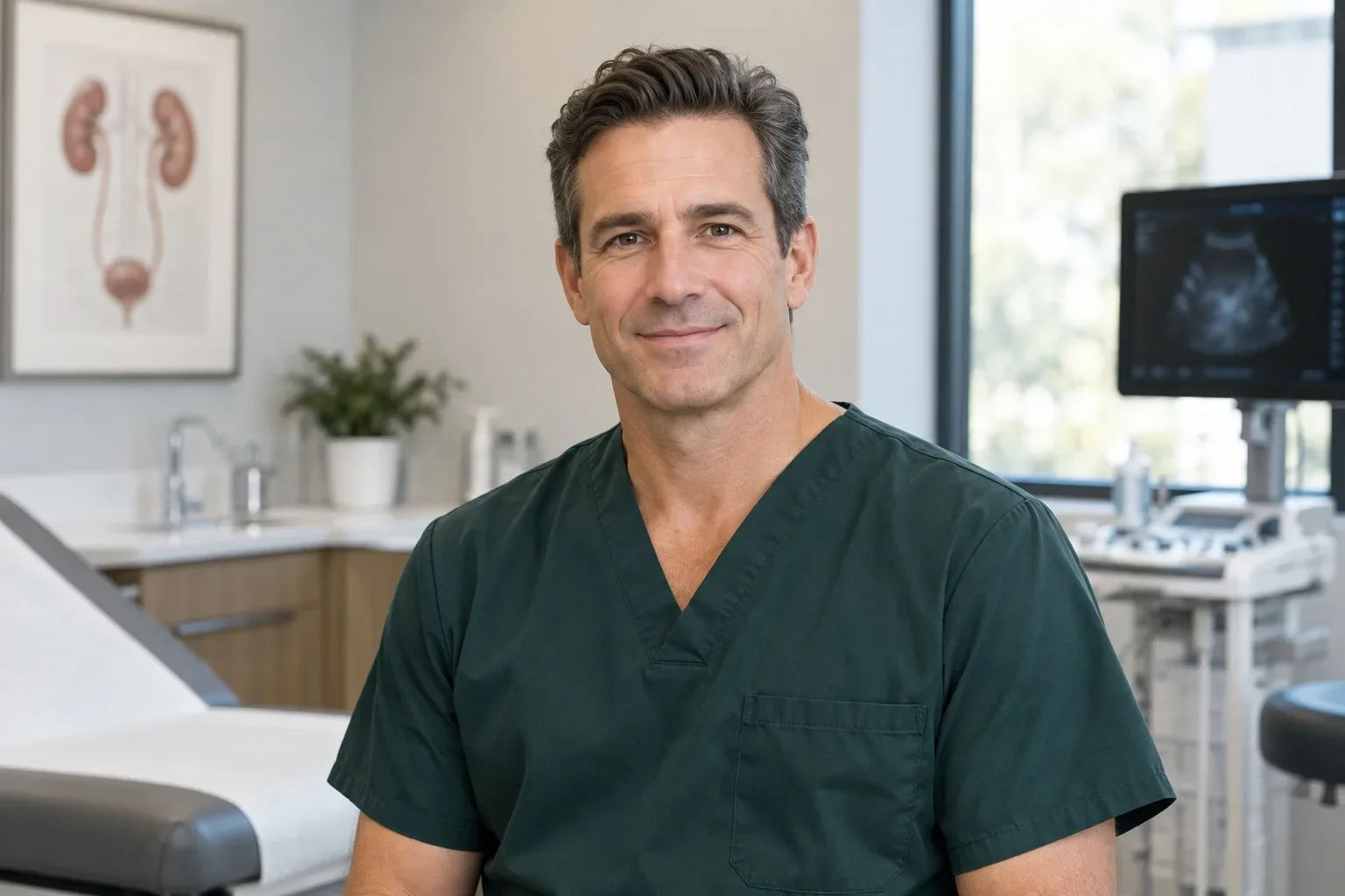 Illustrative fictional male urologist