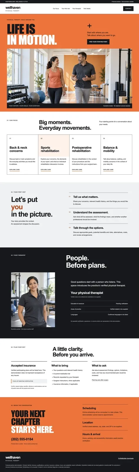 WellHaven Physical Therapy homepage