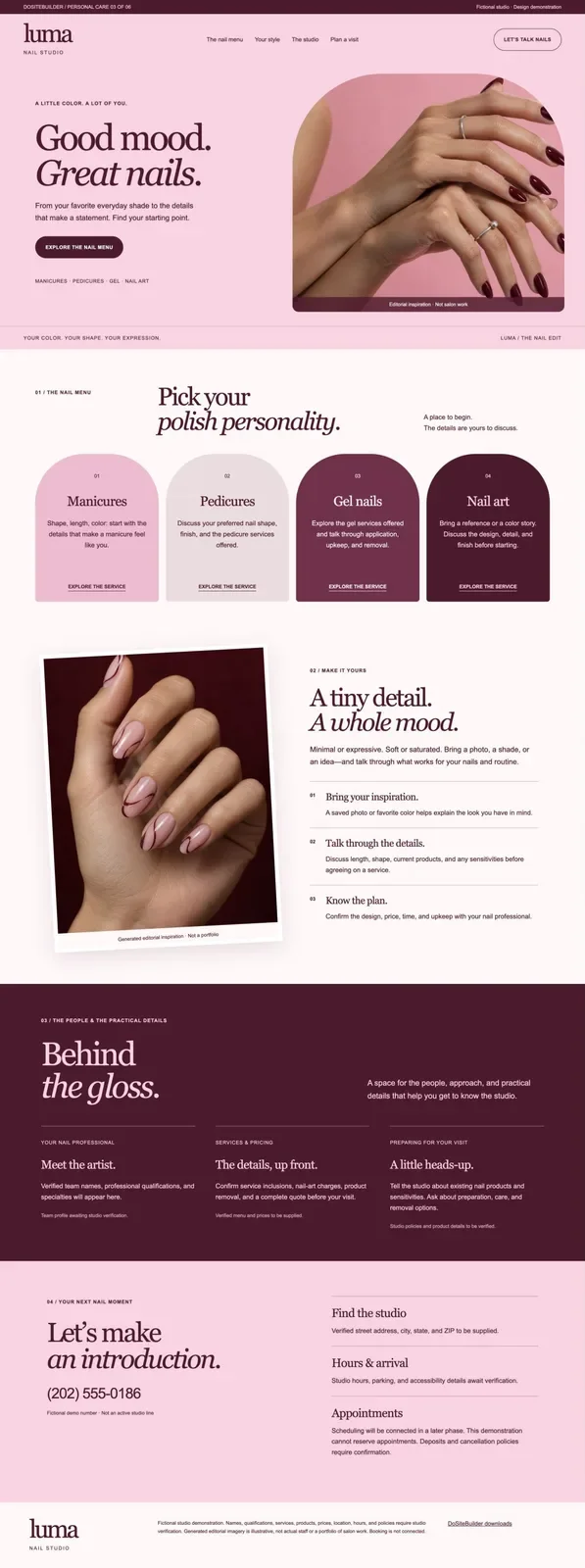 Luma Nail Studio homepage