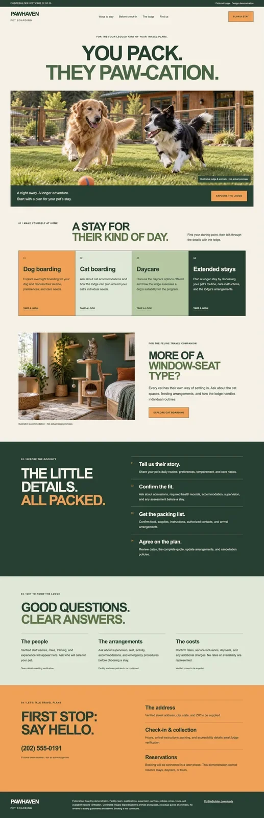 PawHaven Pet Boarding homepage