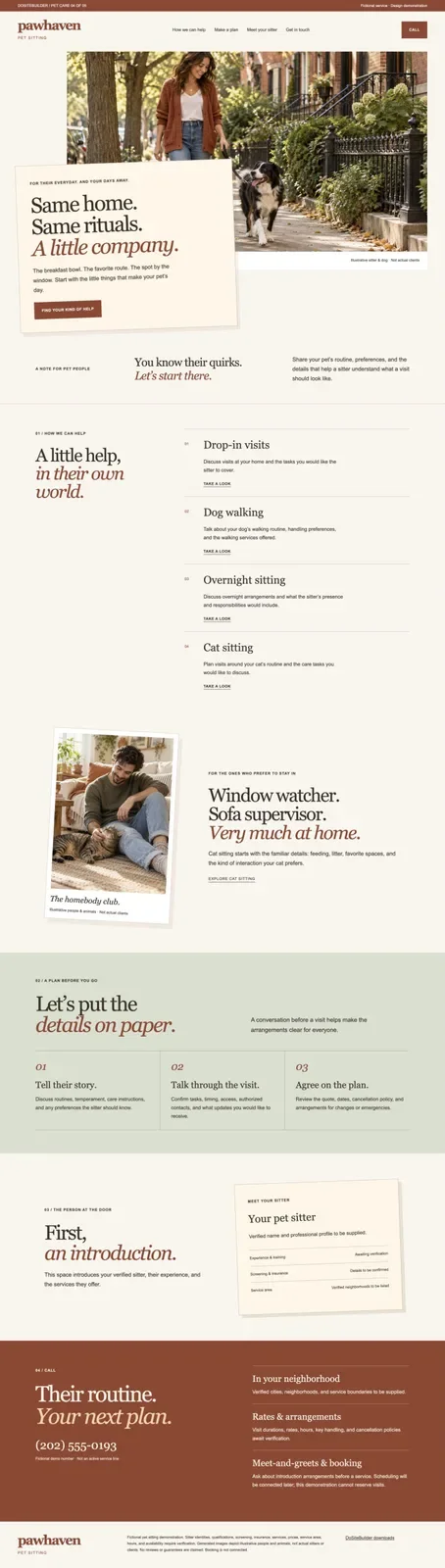 PawHaven Pet Sitting homepage