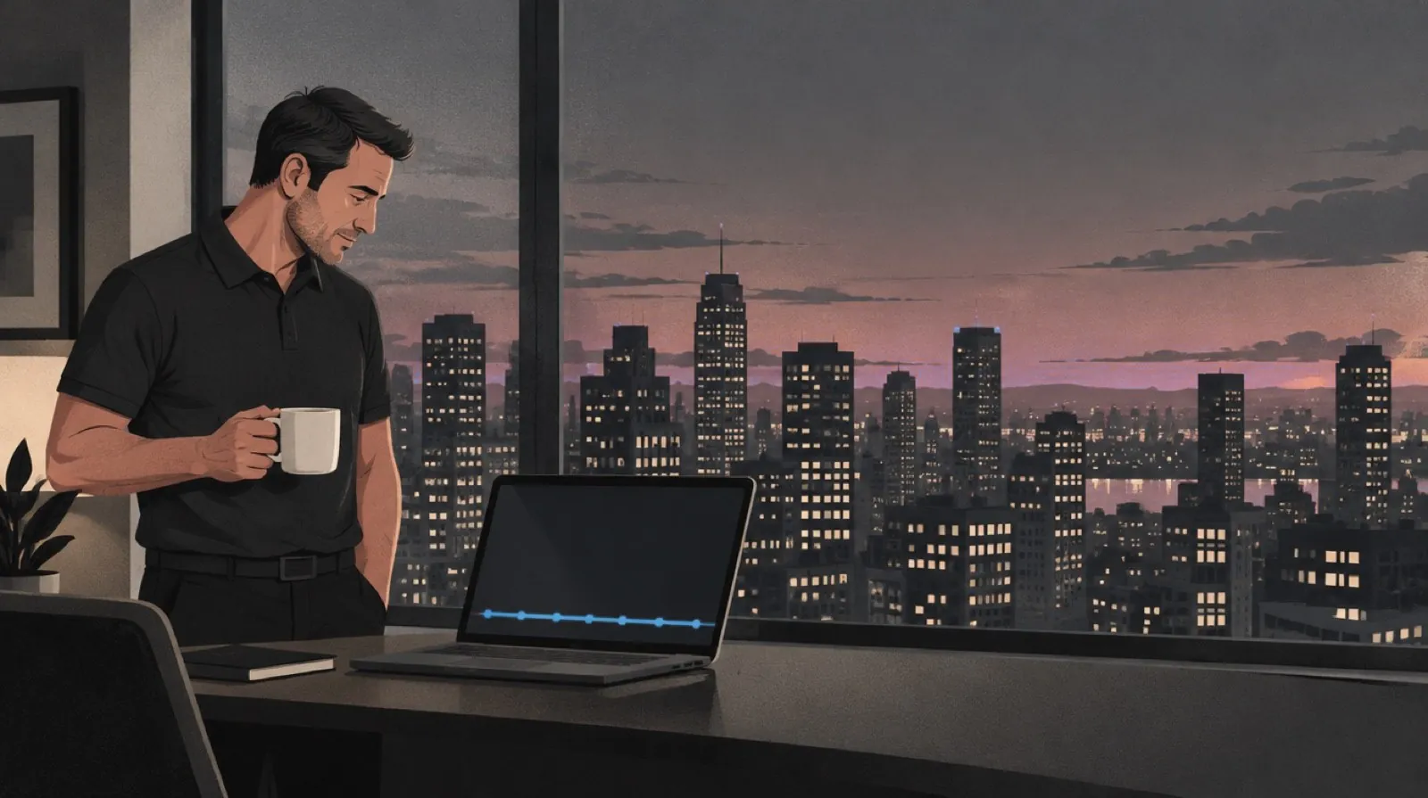 Illustration of a founder at a laptop