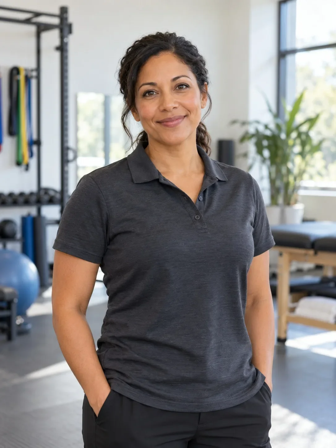 Illustrative fictional female physical therapist